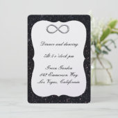 Schwarzer Glitzer Silver Infinity Empfang Card Einladung (Stehend Vorderseite)