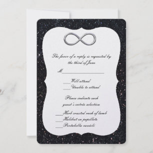 Schwarzer Glitzer Silver Infinity Response Card Einladung