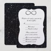 Schwarzer Glitzer Silver Infinity Response Card Einladung (Vorne/Hinten)