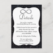 Schwarzer Glitzer Silver Unendlichkeit Hochzeitsde Begleitkarte (Vorderseite)