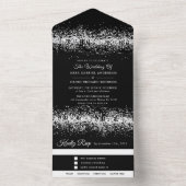 Schwarzer Glitzer Silver Wedding alle in einer Ein All In One Einladung (Innen Boden)