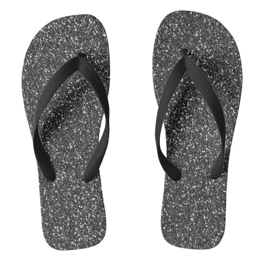 Schwarzer Glitzer Sparkle Glam Badesandalen (Fußbett)