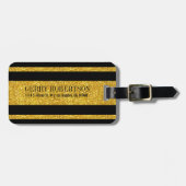 Schwarzer Glitzer Streifen Gepäckanhänger (Vorderseite horizontal)