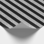 Schwarzer Glitzer Streifenpapier Geschenkpapier (Ecke)