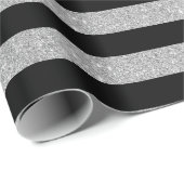 Schwarzer Glitzer Streifenpapier Geschenkpapier (Rolleneckpunkt)