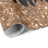 Schwarzer Glitzer Tropfen mädchenhaft Luxus Geschenkpapier (Rolleneckpunkt)