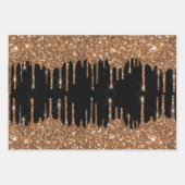 Schwarzer Glitzer Tropfen mädchenhaft Luxus Geschenkpapier Set (Vorderseite 2)