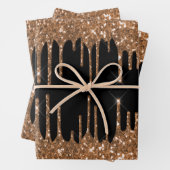 Schwarzer Glitzer Tropfen mädchenhaft Luxus Geschenkpapier Set (Beispiel)