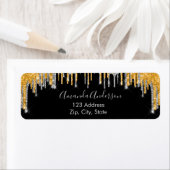 Schwarzer Glitzer Tropfen Rücksendeadresse (Insitu)