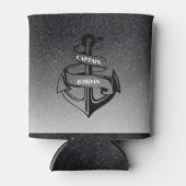 Schwarzer Glitzer und Anker Dosenkühler (Vorderseite)