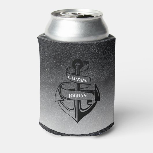 Schwarzer Glitzer und Anker Dosenkühler (Kanne Rückseite)