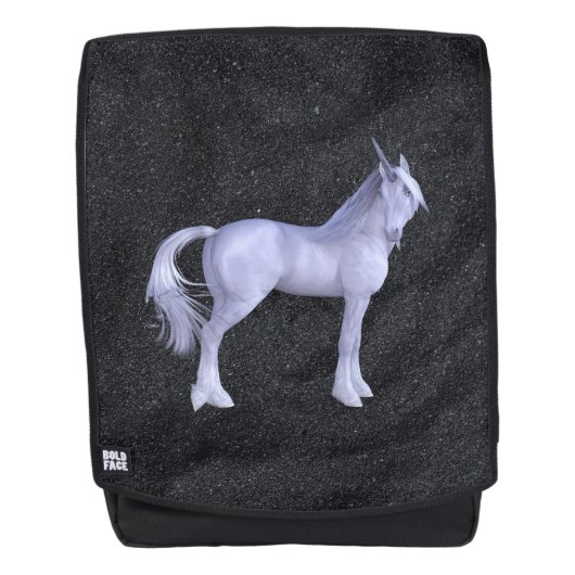 Schwarzer Glitzer und Einhorn Rucksack (Vorderseite)