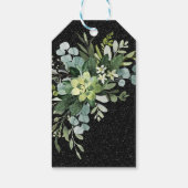 Schwarzer Glitzer und Eukalyptus Bouquet Geschenkanhänger (Rückseite)