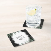 Schwarzer Glitzer und Eukalyptus Bouquet Rechteckiger Pappuntersetzer (Vor Ort)