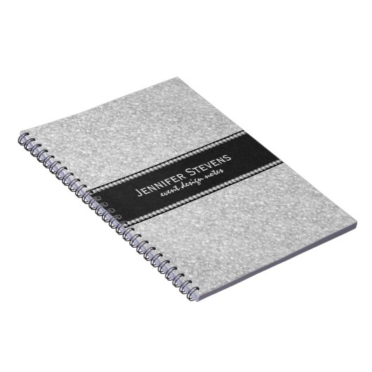 Schwarzer Glitzer und Glitzern Notizblock (Rechte Seite)