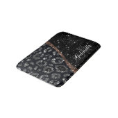Schwarzer Glitzer und Leopard Badematte (Schrägansicht)