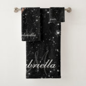 Schwarzer Glitzer und Leopard Badhandtuch Set (Insitu)