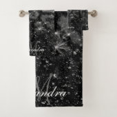 Schwarzer Glitzer und Leopard Badhandtuch Set (Insitu)