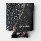Schwarzer Glitzer und Leopard Dosenkühler (Vorderseite)