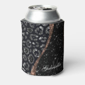 Schwarzer Glitzer und Leopard Dosenkühler (Kanne Rückseite)