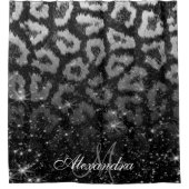 Schwarzer Glitzer und Leopard Duschvorhang (Vorderseite)