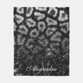 Schwarzer Glitzer und Leopard Fleecedecke (Vorderseite)