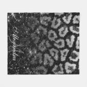 Schwarzer Glitzer und Leopard Fleecedecke (Vorderseite (Horizontal))