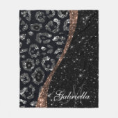 Schwarzer Glitzer und Leopard Fleecedecke (Vorderseite)