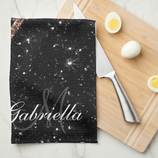 Schwarzer Glitzer und Leopard Geschirrtuch (Viertel Falte)