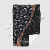 Schwarzer Glitzer und Leopard Golfhandtuch (Insitu)