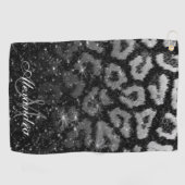 Schwarzer Glitzer und Leopard Golfhandtuch (Horizontal)