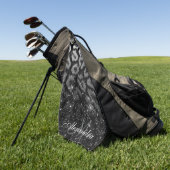 Schwarzer Glitzer und Leopard Golfhandtuch (Gras)