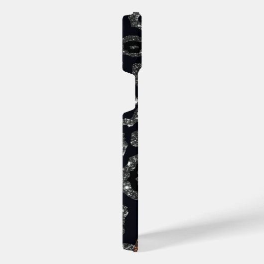 Schwarzer Glitzer und Leopard iPhone Hülle (Rechte Seite)