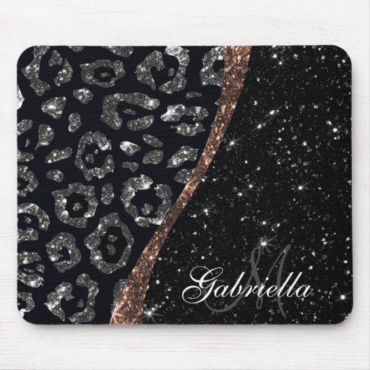 Schwarzer Glitzer und Leopard Mousepad (Vorne)