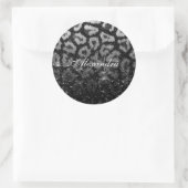 Schwarzer Glitzer und Leopard Runder Aufkleber (Tasche)