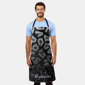 Schwarzer Glitzer und Leopard Schürze (Getragen)