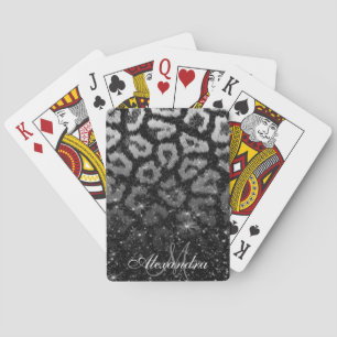 Schwarzer Glitzer und Leopard Spielkarten