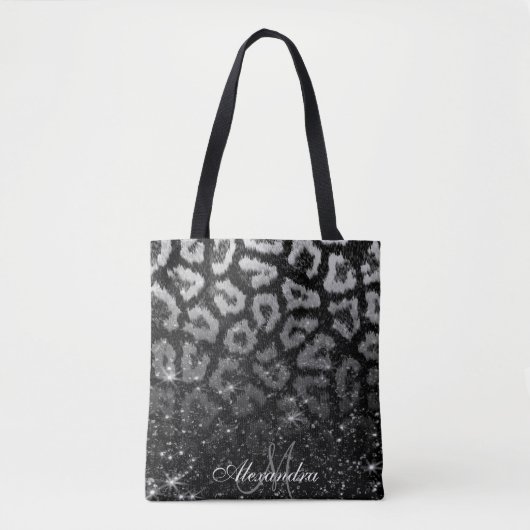 Schwarzer Glitzer und Leopard Tasche (Vorderseite)