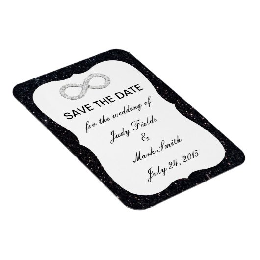 Schwarzer Glitzer Unendlich speichern Sie das Datu Magnet (Rechte Seite)