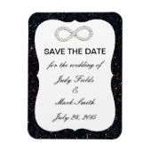 Schwarzer Glitzer Unendlich speichern Sie das Datu Magnet (Vertikal)