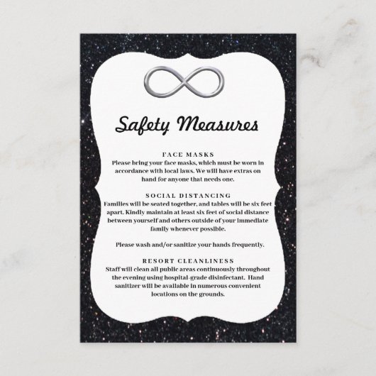 Schwarzer Glitzer - Unendliche Sicherheitsmaßnahme Begleitkarte (Vorderseite)