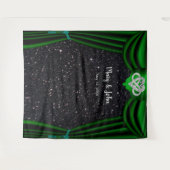 Schwarzer Glitzer UnendlichHerz-Grün Vorhang Hinte Wandteppich (Vorderseite (Horizontal))