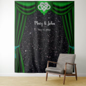 Schwarzer Glitzer UnendlichHerz-Grün Vorhang Hinte Wandteppich (Beispiel)