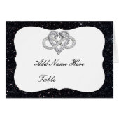 Schwarzer Glitzer Unendlichkeit Herztisch Platzkar (Vorderseite (Horizontal))