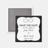 Schwarzer Glitzer-Unendlichkeits-Save the Date Magnet (Vorderseite/Rückseite)
