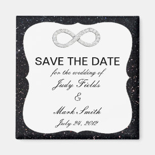Schwarzer Glitzer-Unendlichkeits-Save the Date Magnet