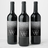 Schwarzer Glitzer verschieben Eleganter Skriptname Weinetikett (Flaschen)