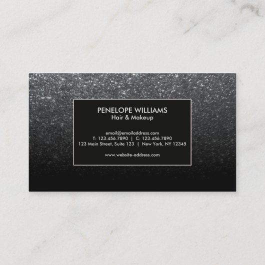 Schwarzer Glitzer Visitenkarte (Rückseite)