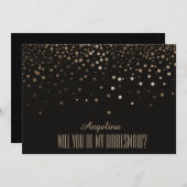 Schwarzer Glitzer Werden Sie meine Brautjungfrau? Einladung (Vorne/Hinten)
