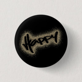 SCHWARZER GLÜCKLICHER GRAFFITI BUTTON